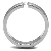 TK - Високо полиран пръстен от неръждаема стомана с AAA клас CZ в ясен размер 10
