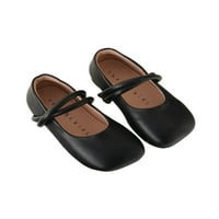 Tenmi Girls Floes Shoes Solid Color Flats Square Toe Loafers Плъзнете върху ежедневни обувки деца леко удобно черно 11c