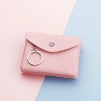 Мода Id къс портфейл твърд цвят жени по чанта с цип множество слотове за картички чанта за телефонна чанта, розово