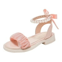 Деца момичета обувки Bowknot Printed Flat Open Toe Sandals Fashion Pearl Design с принцеса рокля Принцеса Ваканционни уикенди Училище