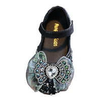 Обувки за момичета мода лъскава папийонка за закопчалка дебела подметка кръгла пръст рокля обувки черен размер 30