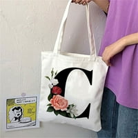 Vikakiooze Домашно съхранение и организация Персонализирана първоначална чанта с флорален акварелен подарък за нейната чанта с тотална чанта