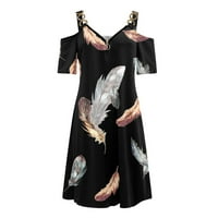 Летни рокли за жени в ръкав с v-образна каишка с късо цип каишка модна небрежна отворена рокля за гръб