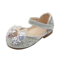 DMQUPV момичета високи върхове Модни плоски долни принцеси обувки с диамант единични обувки за обувки Toddler Girls Shoes сребро 1.5