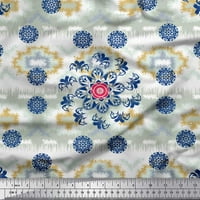 Soimoi Velvet Fabric Damask & Mandala Етнически декор от печат отпечатан двор