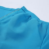 Плюс дамски върхове облечени ежедневни дамски v Врат Небрежен блуза Руло ръкав тениски секси шифон цип нагоре туники върхове плюс размер
