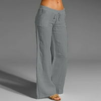 pgeraug дамски панталони твърдо памучно бельо еластично талия с дълги широки панталони за крака за жени сиви 5xl
