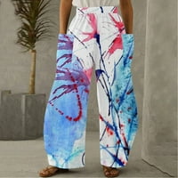 Широки ленени панталони за жени за жени с висока талия през лятото на памучно бельо с висока талия пантало