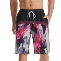 Модни мъже Нови летни отпечатани спортни плувки къси небрежни плажни панталони Уайт.