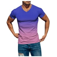 Тениски от мъжете от Beeyaso Небрежни ризи с къс ръкав Градиент шия мека свободна годни графични тениски летни тениски за мъже l