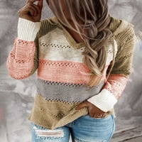 Alvaq Женски лек цветен блок Блок пуловери с качулки с качулки пуловер пуловер