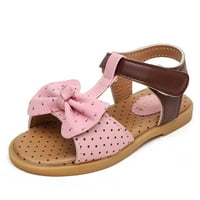 Leesechin се занимава с обувки за малко дете Toddler Girls Sandals Princess Bowknot Flat Bottom Color Blocking Beach Shoes on Clearance