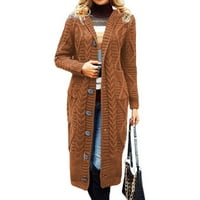 Floleo женски върхове якета Просвещение есен зима за женски трикотажни облекла разхлабени средни дължини нередовни бутони за пуловер с жители Кардиган сделки