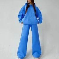 BABYSBULE Дамски пижами спортни комплекти Женски моден универсален кръгъл врат дълъг ръкав Разхлабени панталони за жени Разчистване върхове
