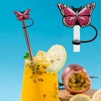 Honrane Butterflies Straws Cover: Food Grade Silicone за многократна употреба прахоустойчива стъклена стъклена слама белник за кухненски консумативи