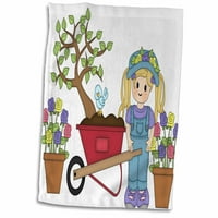 3Drose Сладко малко русокомово момиче с градинарство с колело илюстрация - кърпа, от