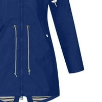 Продаване на склад Пробег плюс размер Raincoat жени водоустойчив дълъг тренч покриви палта облицована вятърна опашка за пътуване на открито якета с качулка сини xxxxxl, AC12758