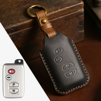 Toyella Simple Leather Car Key Case Black 4Key
