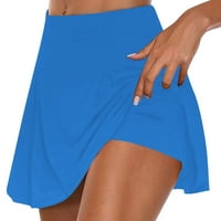 Атлетични къси панталони жени разрешение Лятна плисирана тенис поли атлетични еластични къси йога фалшиви две панталони пола шорти