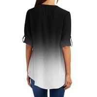 Ризи за жени ежедневни дълги ръкави v Печат на шията Плимски плясен блуза отгоре за жени