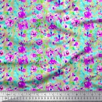 Soimoi Poly Georgette Fabric Flower Watercolor Decor Fabric Printed Yard Wide