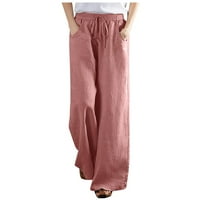 Памучни панталони с широки крака на жените флорални хипи палацо панта