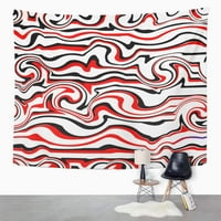 Червено черна вълна модел цветен абстрактен геометрични линии ивици стена изкуство висящ гоблен декор за дома за хол спалня спалня общежитие