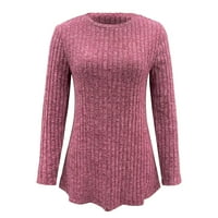 Пуловер Miayilima за жени жени есен и зимен твърд цвят дълъг ръкав лек екипаж в шията ежедневни върхове