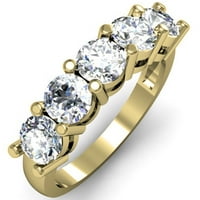 Колекция DazzlingRock 2. Карат 18K бял диамантен дамски каменна булчинска сватбена лента CT, жълто злато, размер 6