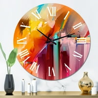 Art DesignArt 'Абстрактна акрилна композиция в оранжево и червено' съвременен часовник на стената в. Широк в. Високо