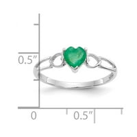 Солидно 14k бяло злато изумрудено зелено може да скъпи рожден камък с размери на пръстена 9