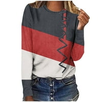 Gosuguu Clearance върти женски небрежен дълъг ръкав кръгла шия свободен годни блузи тениски тениски пуловер върхове ризи туника суичъри за легли върхове prime rement red l