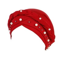 Дамски голям еластичен твърд цвят комфортна плоска шапка с един цвят перла плитки капачка