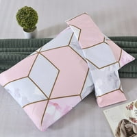 Създаване на калъф със стандартен размер на спално бельо 2, розов геометричен мраморен печат възглавници, комплект със закриване на плик, полиестер мек дишащ леки у