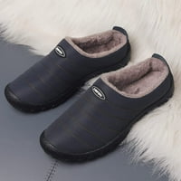 Мъжки жени зимни топли чехли с размита плюшена подплата приплъзване на домашни обувки със закрито на открито анти-швадна гумена подметка