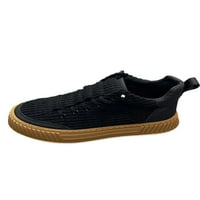 Lumento Mens Flats Slip on Walking Shoe Corduroy Sneakers Patchwork Небрежни обувки, работещи с модна дантела, черно 9,5