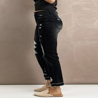 Росфанси жени разкъсани дънки унищожени суров подгъв глезена панталони небрежно тънко прилепване, S-XL