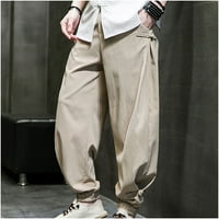 BadyMincsl Мъжки панталони Продаване Продажба Мъже случайни модни свободни дантели нагоре Средна памучна талия и Linentrousers