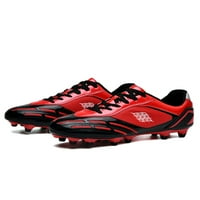 Мъжки футболни обувки Наземни футболни чисти Spike Training Shoe Slip Resisters Kids Athletic Sneakers Lace Up Comfort Черно червено Спайк 11.5