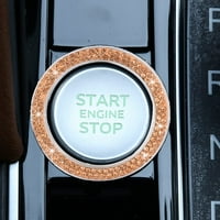 Crystal Double Rhinestone Car Engine Start Stop Decoration Ring, Bling Car Interior аксесоари за жени, натиснете, за да стартирате капака на бутона, стикер за запалване и копче за копче, злато