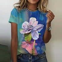 Женски върхове Crewneck ризи с къс ръкав печат летни тениски Небрежни разхлабени основни туника блузи
