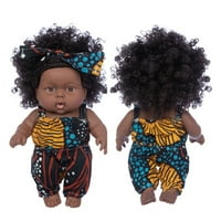 Черно африканско черно бебе сладко къдрава черна винилова бебешка играчка