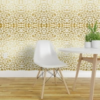 Peel & Stick Wallpaper 3ft 2ft - Gold Leopard Print Black Animal White Персонализиран сменяем тапет от Spoonflower