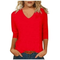 Дамски мода всеки ден всичко небрежно V-образно деколте от седем точки отпечатани тениски върхове блузи за жени XL