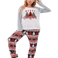 Avamo Mommy Dad Child Child Xmas PJS Еластична талия Нощни дрехи Дълги ръкав Небрежен PJ Комплекти жени мъже деца Дърво отпечатан фестивал Съвпадение Семейна пижама комплект сив мама-2xl