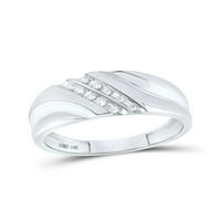 14kt бяло злато мъжки кръгла диамантена сватбена лента пръстен cttw