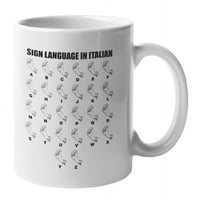 Забавен език на знаците на италиански, италианци керамично кафе и чай чаша, унция, бяло