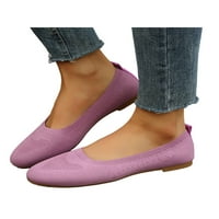 Oucaili дами ежедневни обувки мрежести обувки комфорт апартаменти кръг пръсти хляба за хляби жени лилаво 5.5