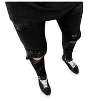 Adviicd Men Pants Дънки с висока талия дънки Мъжки спокойни годни класически дънки - Разхлабени модни торбички Comfort Plains Black X -Large
