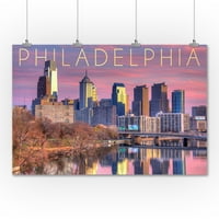 Филаделфия, Пенсилвания, Skyline и River Sunset